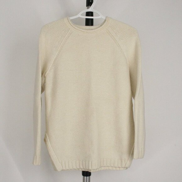 Banana Republic Sunday Sunday Wool Blend Cream Raglan Knit Crewneck Sweater Sz S - Picture 1 of 11
